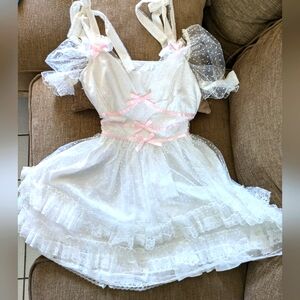 Coquette White and Pink Lace Fairy Dress